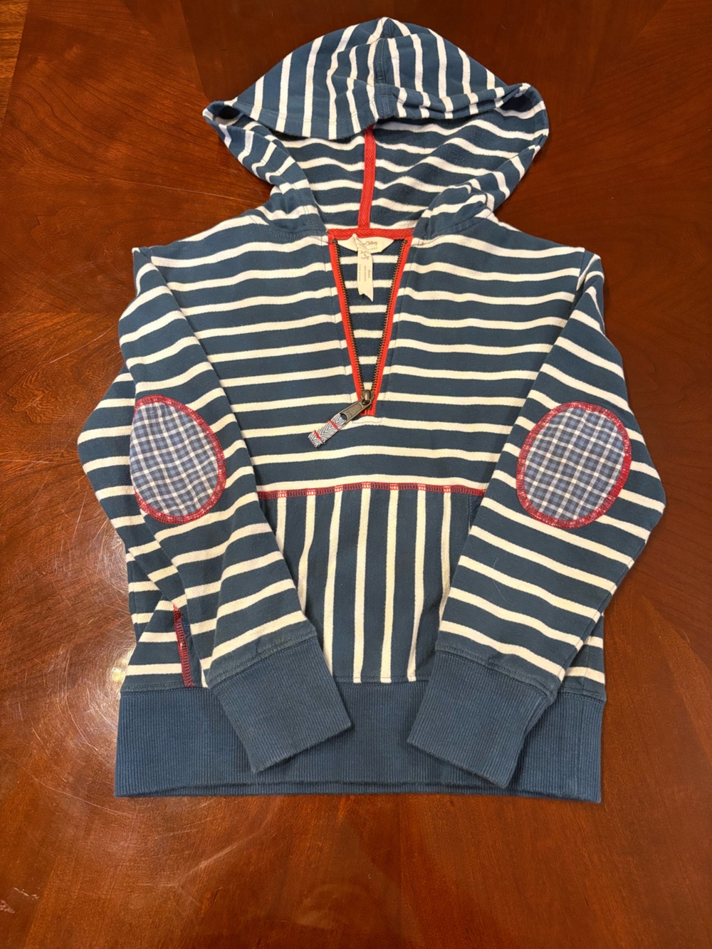 Matilda Jane with Joanna Gaines Kids Navy & White Striped Hoodie with Red Trim